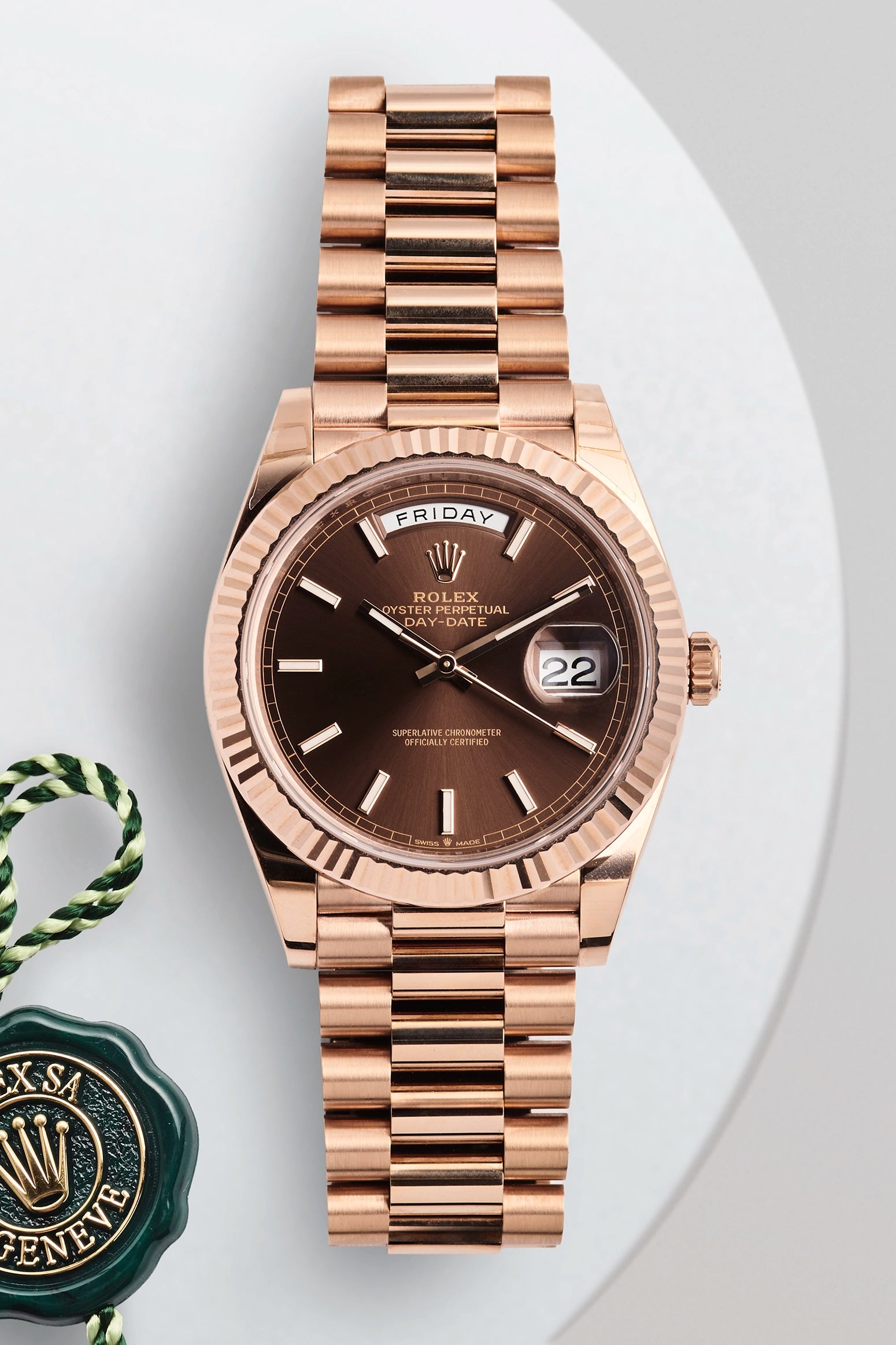 Rolex Day-Date 40 Everose Gold Chocolate Dial 228235