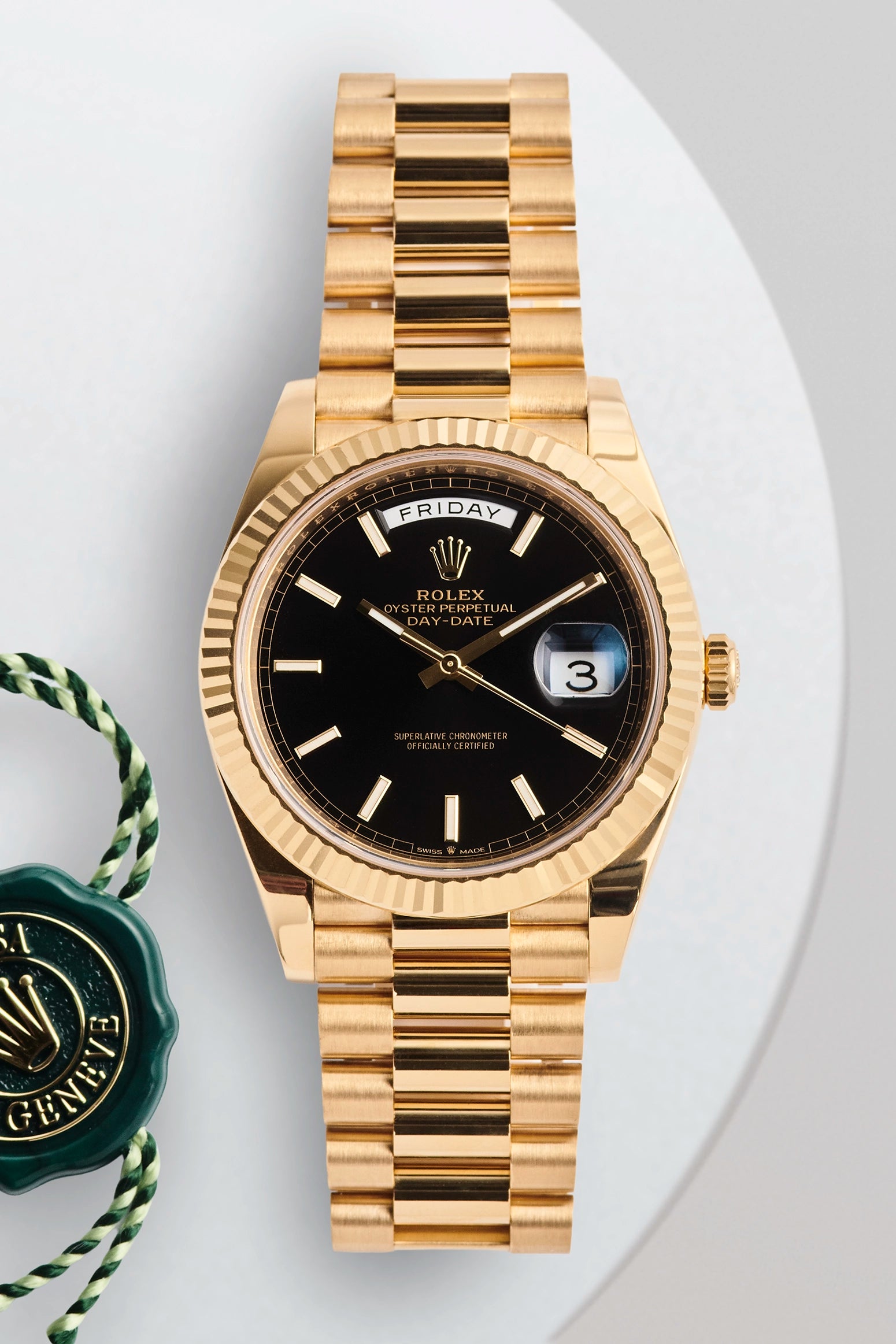 Rolex Day-Date 40 Yellow Gold Black Dial 228238