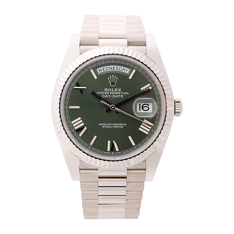 Rolex Day-Date 40 White Gold Olive Green Dial 228239