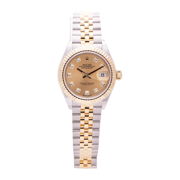 Rolex Lady-Datejust 28 Yellow Gold Champagne Diamond Dial 279173